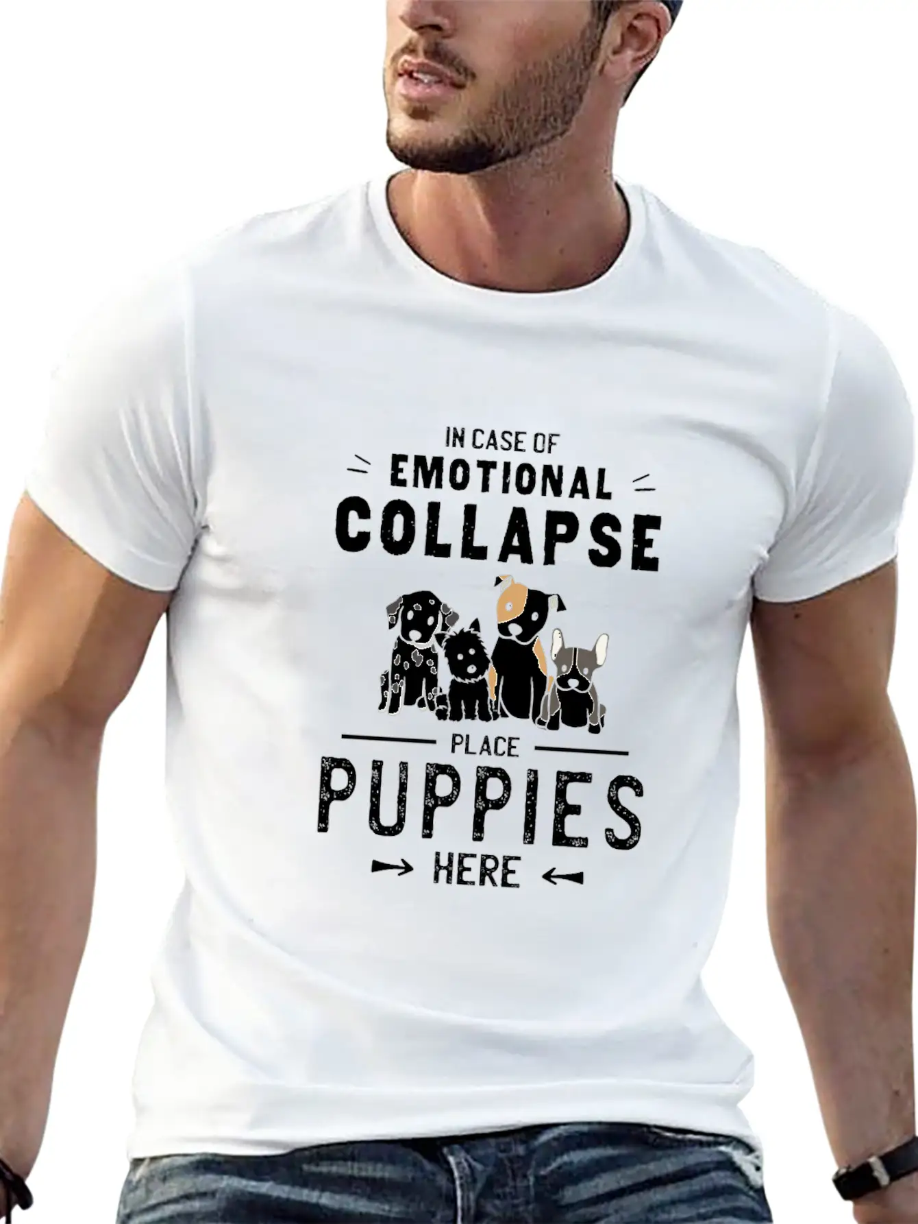 Place Dog Puppies Here - Emotional Collapse Unisex Casual T-Shirt – Clean Design For Daily Comfort