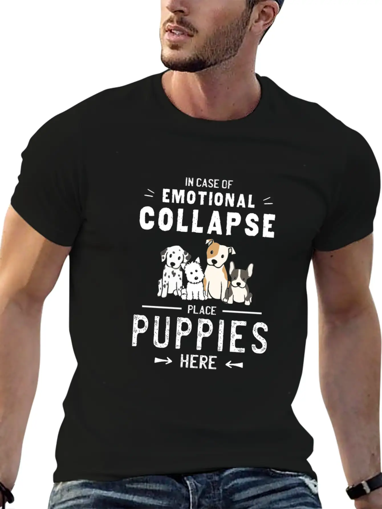 Place Dog Puppies Here - Emotional Collapse Unisex Casual T-Shirt – Clean Design For Daily Comfort