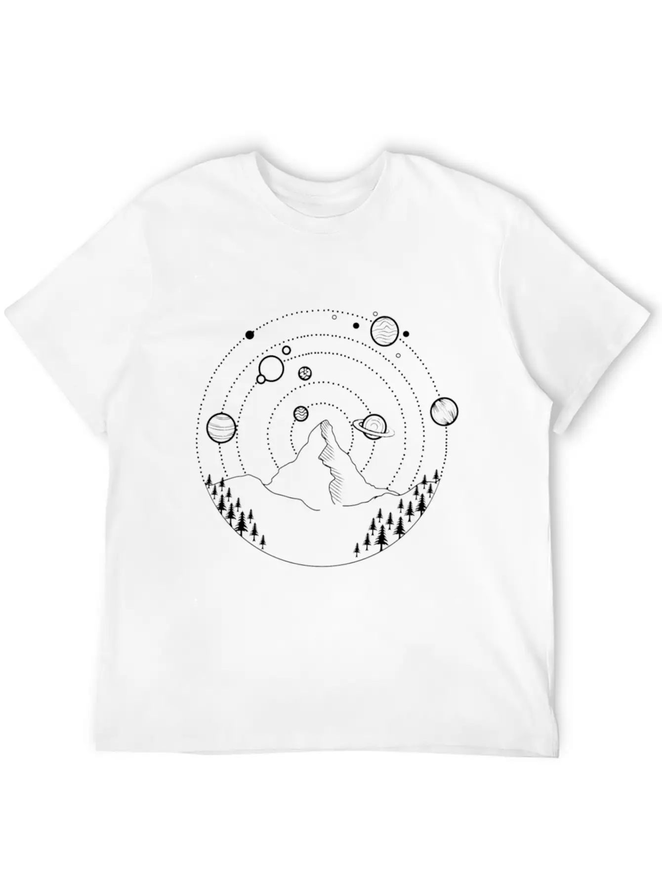 Planets At The Night Sky Basic Graphic T-Shirt – Daily Comfort In Soft Cotton