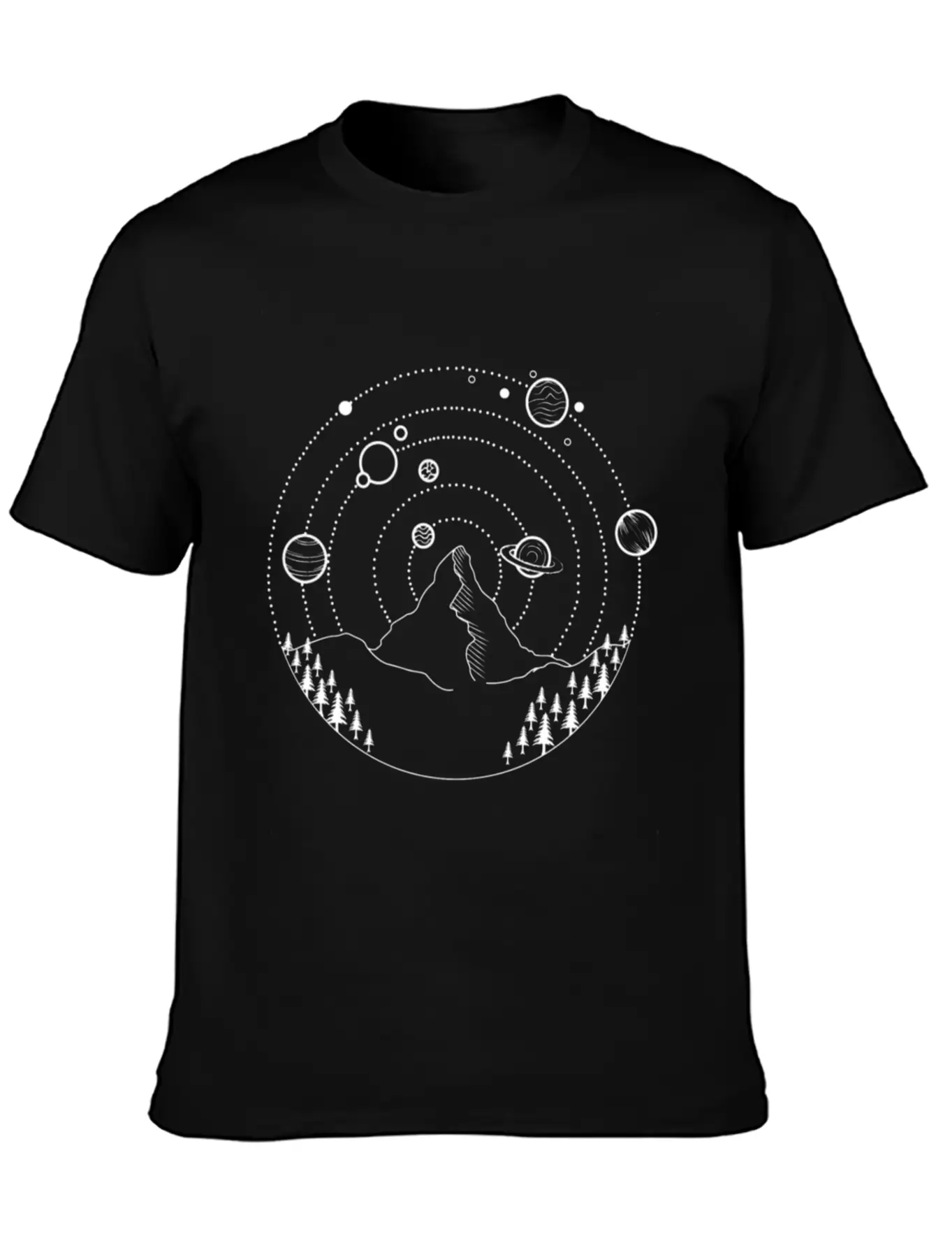 Planets At The Night Sky Basic Graphic T-Shirt – Daily Comfort In Soft Cotton