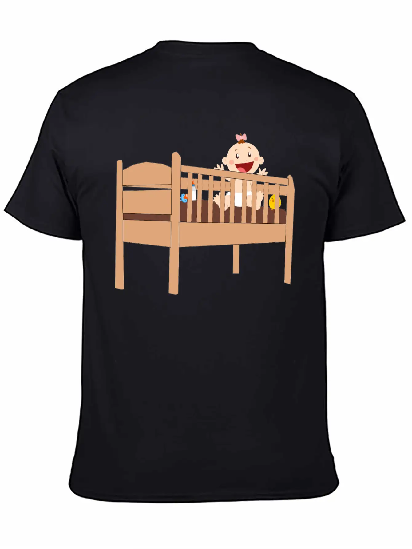 Plank Cot Bed With Baby And Accessories Unisex Casual T-Shirt – Clean Design For Daily Comfort