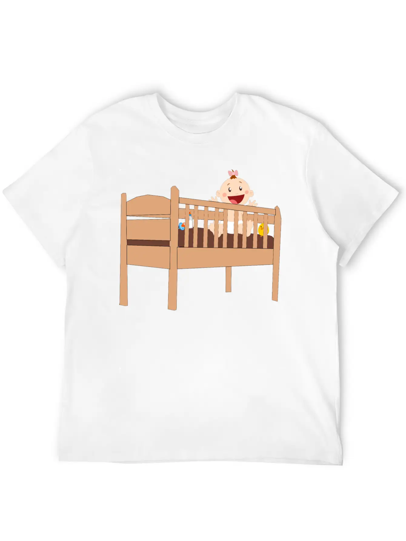 Plank Cot Bed With Baby And Accessories Unisex Casual T-Shirt – Clean Design For Daily Comfort