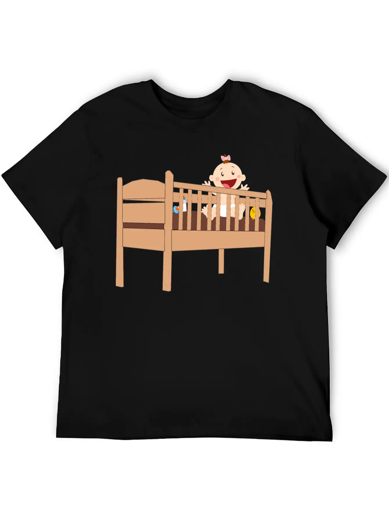 Plank Cot Bed With Baby And Accessories Unisex Casual T-Shirt – Clean Design For Daily Comfort