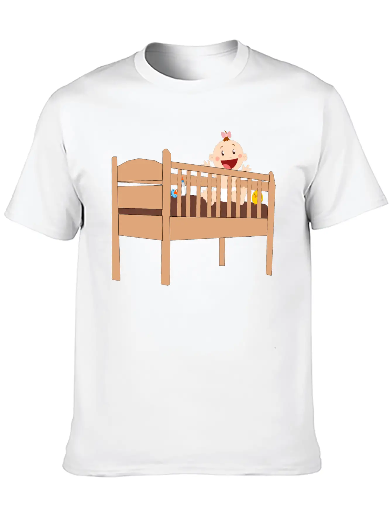 Plank Cot Bed With Baby And Accessories Unisex Casual T-Shirt – Clean Design For Daily Comfort