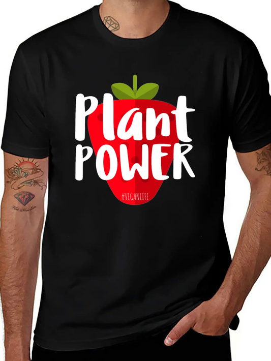 Plant Power Strawberry Vegan Life Modern Fit Casual T-Shirt – Clean And Versatile Design