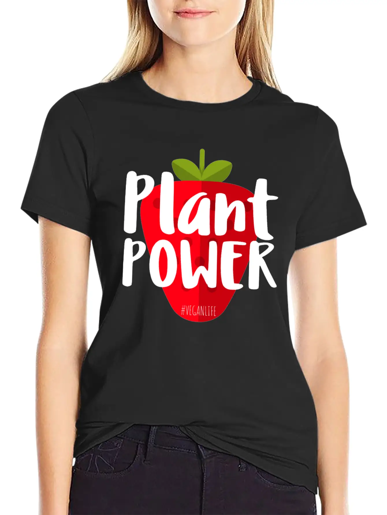 Plant Power Strawberry Vegan Life Modern Fit Casual T-Shirt – Clean And Versatile Design