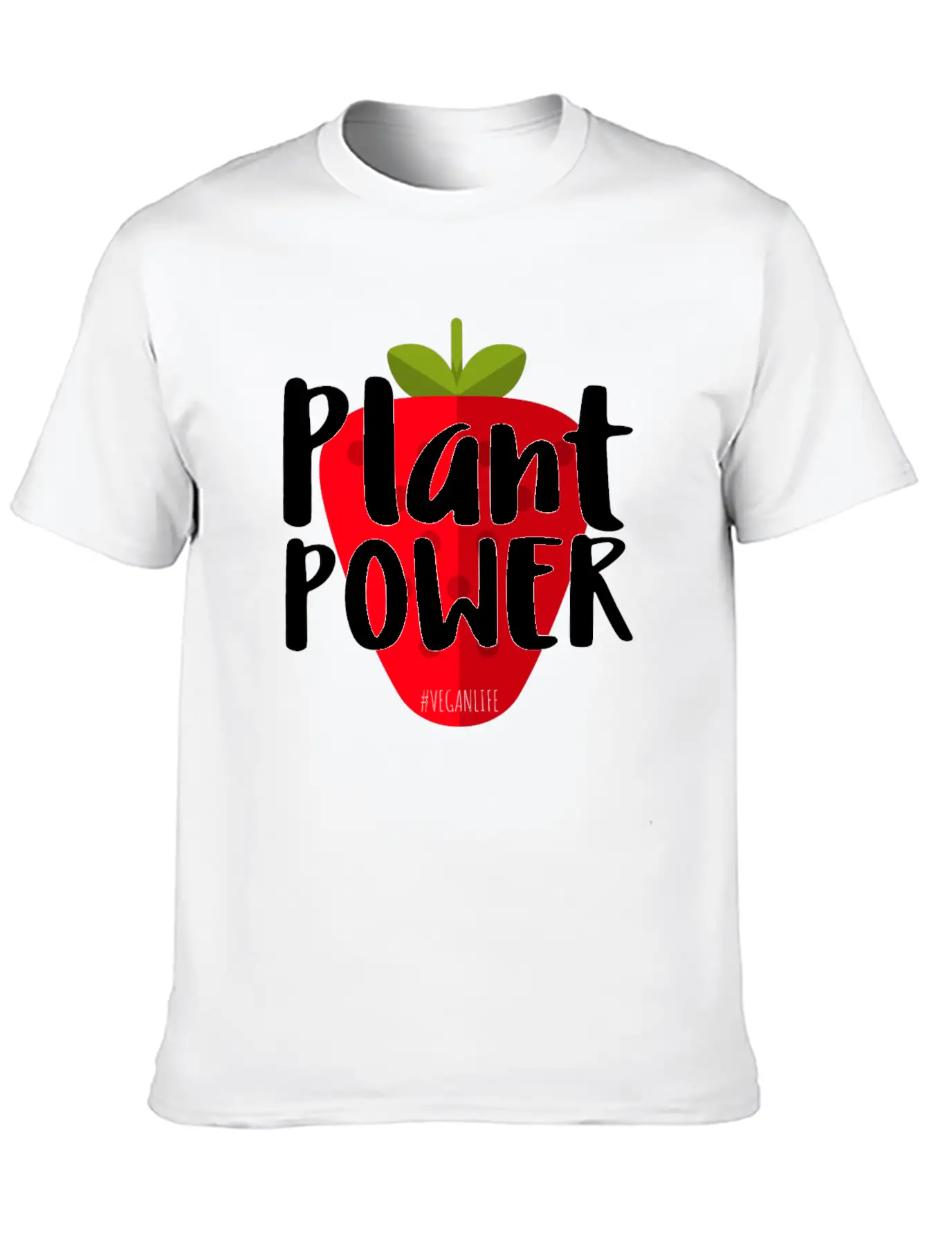 Plant Power Strawberry Vegan Life Modern Fit Casual T-Shirt – Clean And Versatile Design