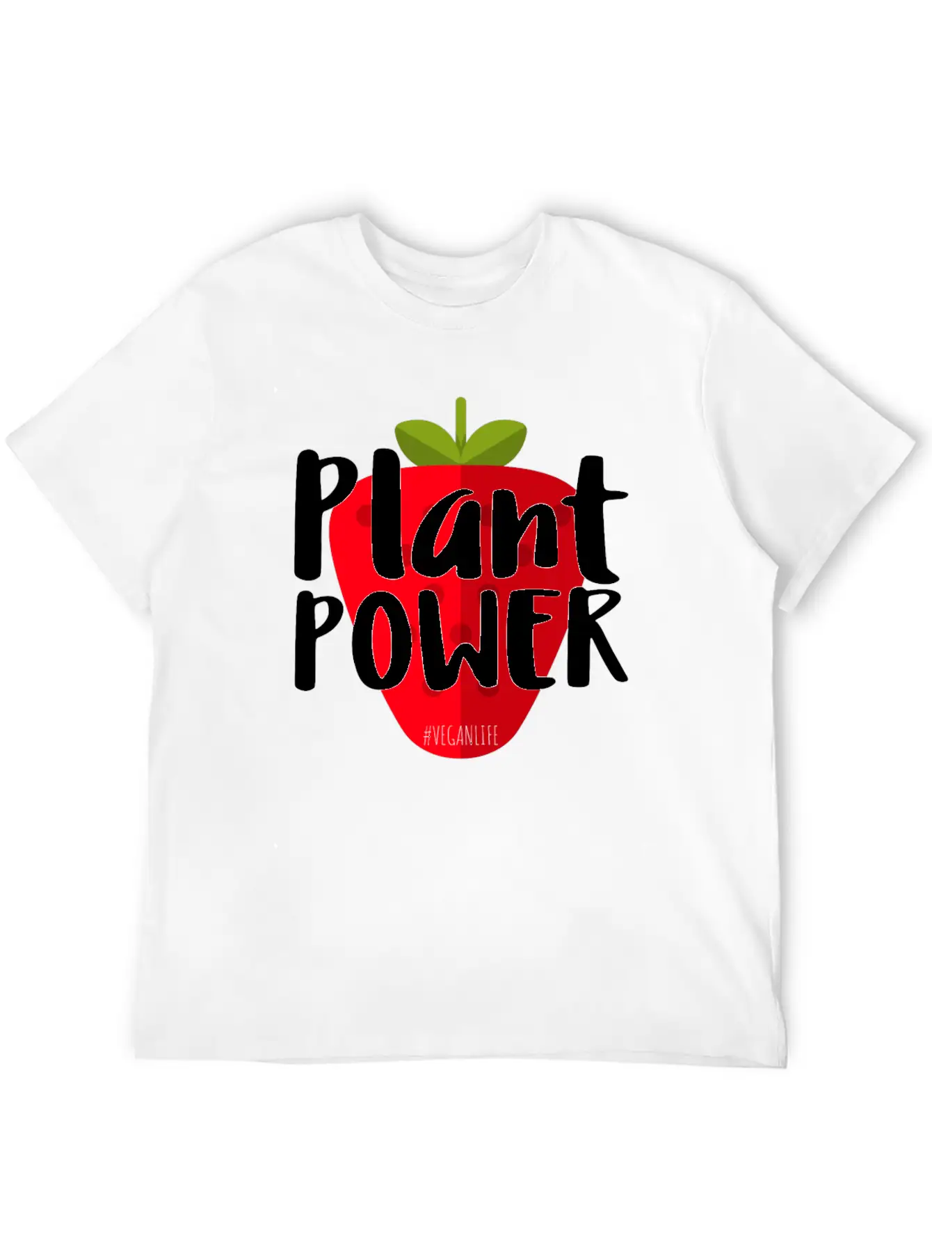 Plant Power Strawberry Vegan Life Modern Fit Casual T-Shirt – Clean And Versatile Design