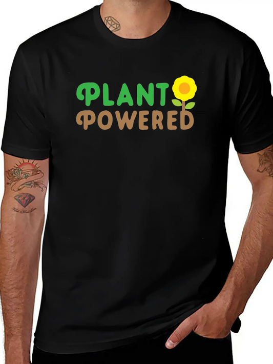 Plant Powered With Sunflower Basic Graphic T-Shirt – Daily Comfort In Soft Cotton