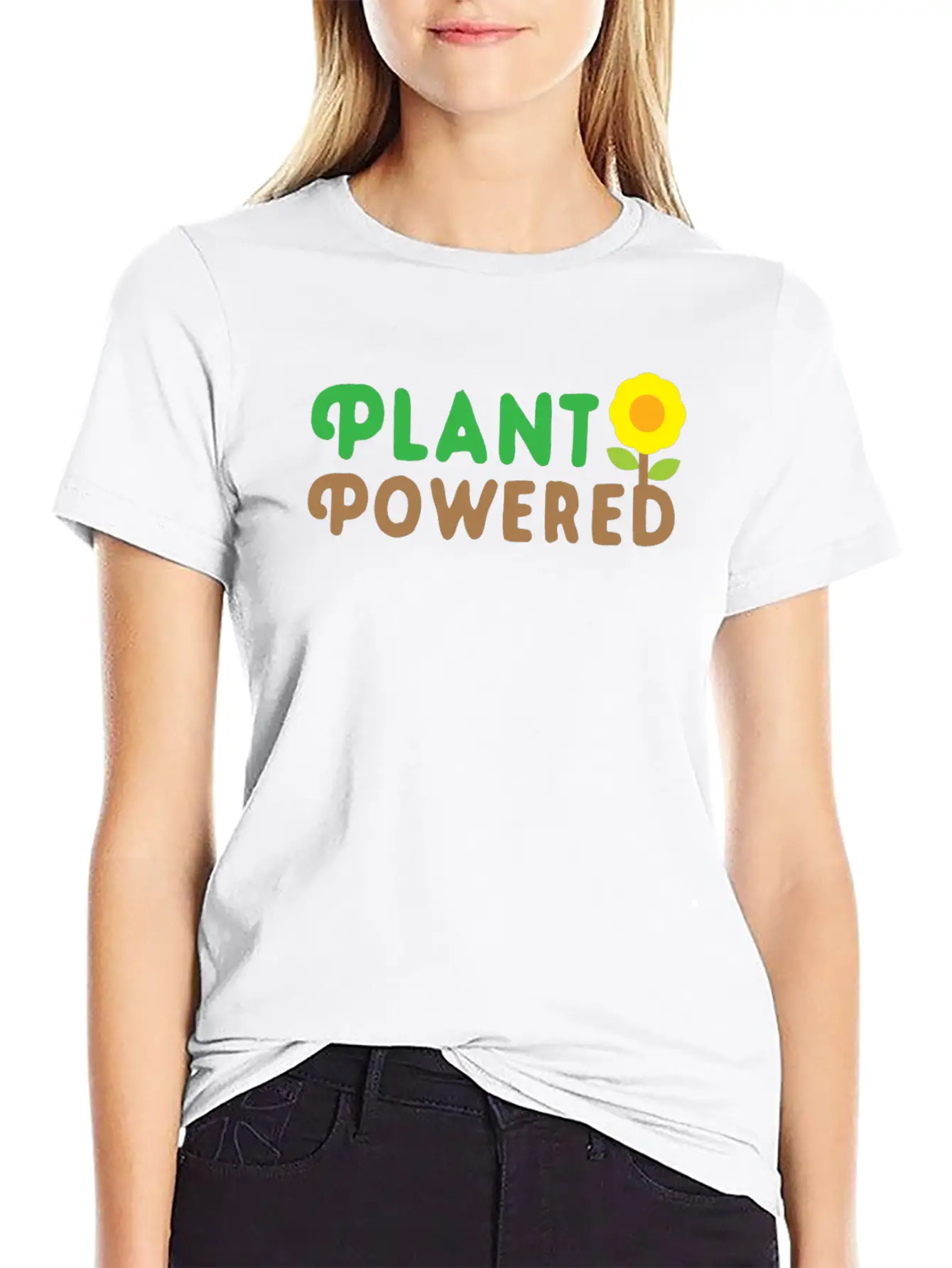 Plant Powered With Sunflower Basic Graphic T-Shirt – Daily Comfort In Soft Cotton