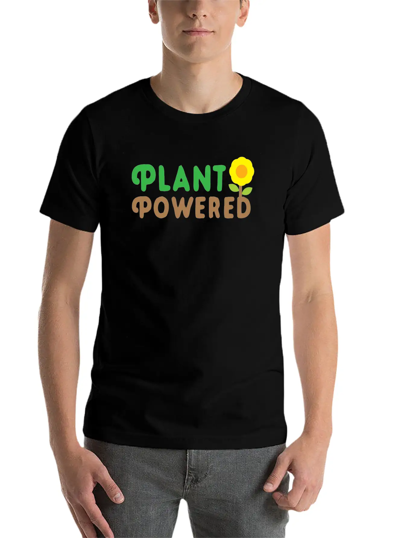 Plant Powered With Sunflower Basic Graphic T-Shirt – Daily Comfort In Soft Cotton