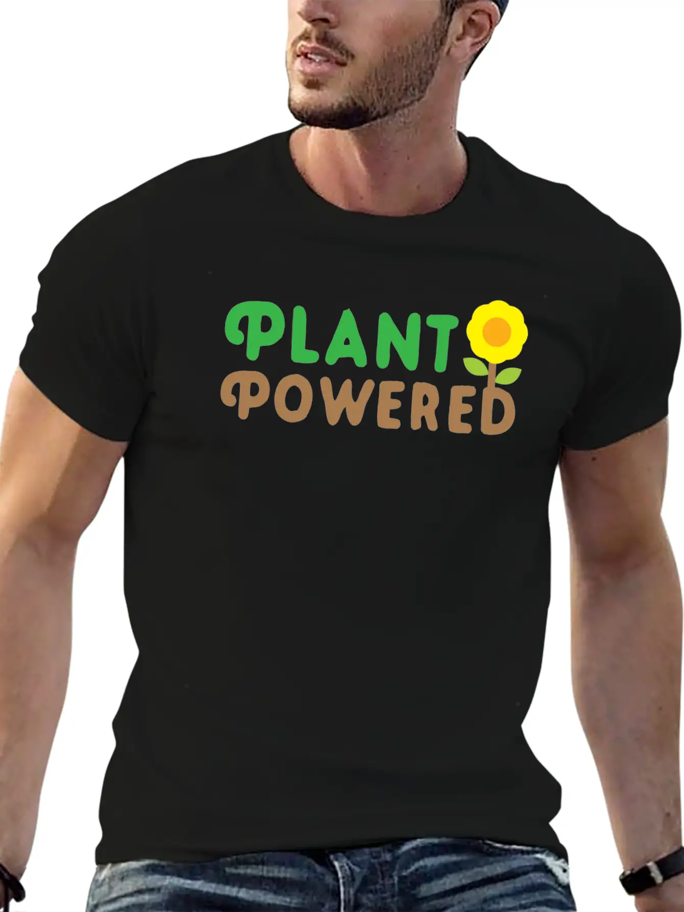 Plant Powered With Sunflower Basic Graphic T-Shirt – Daily Comfort In Soft Cotton