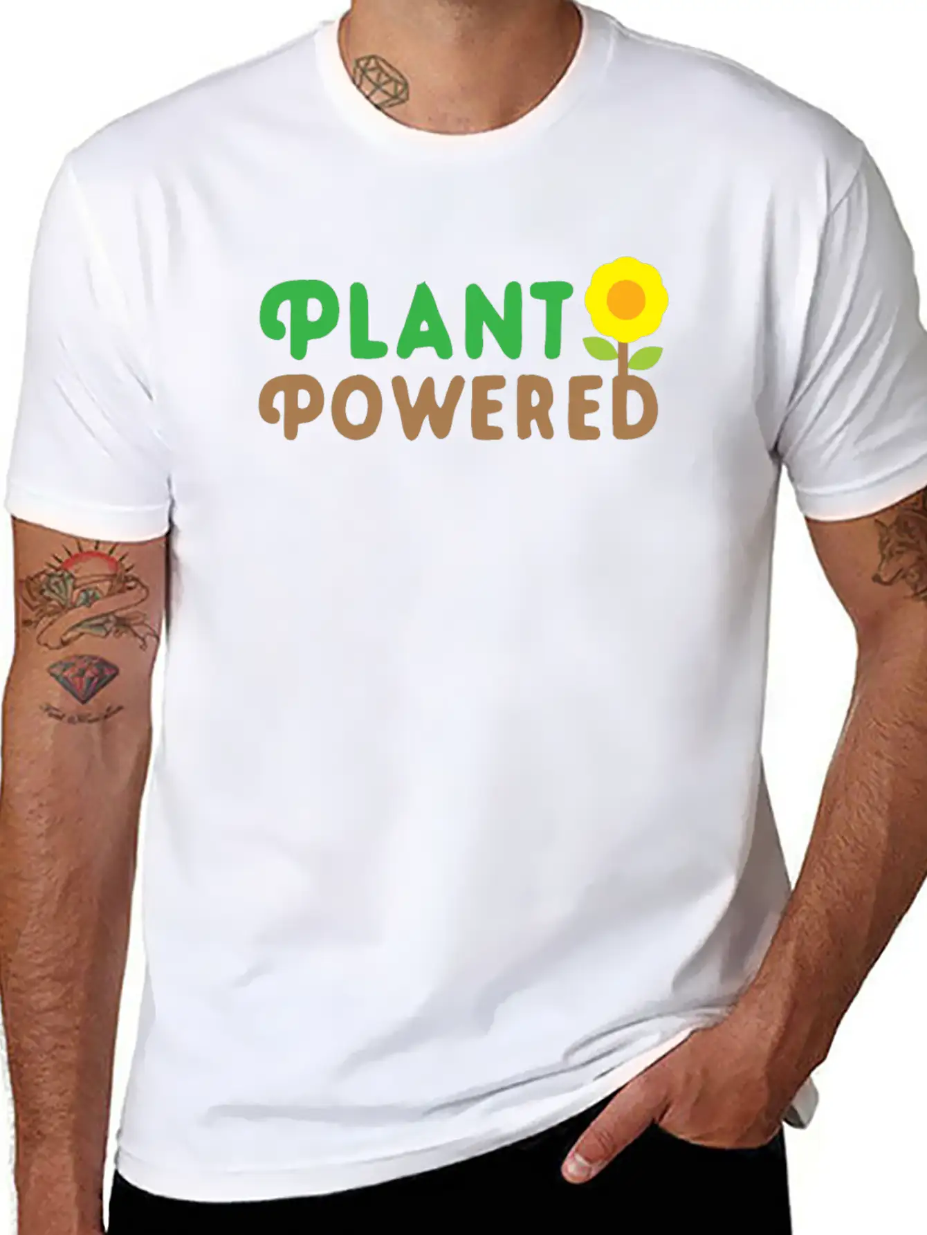 Plant Powered With Sunflower Basic Graphic T-Shirt – Daily Comfort In Soft Cotton