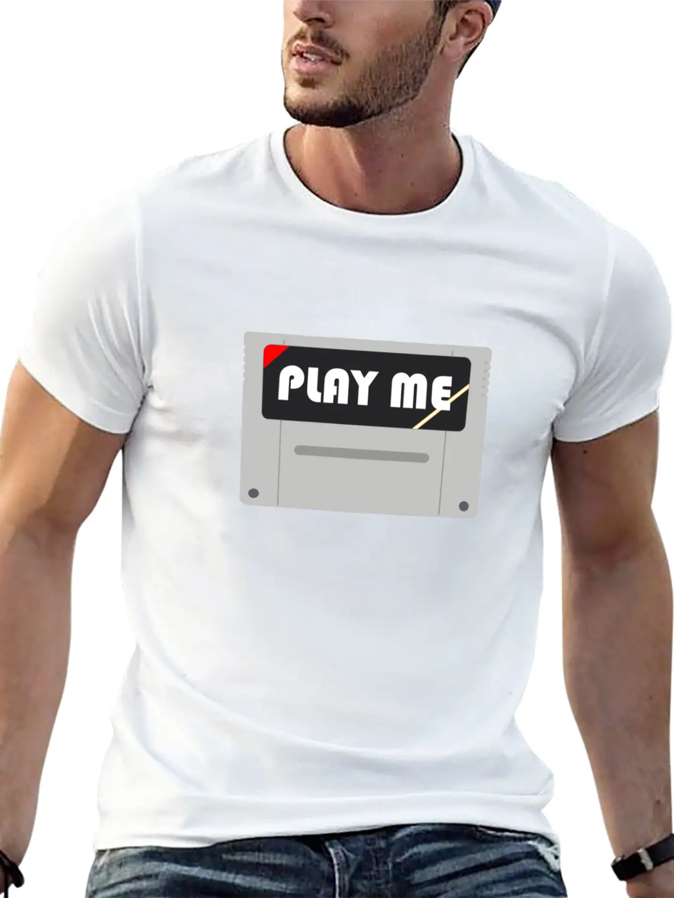PLAY ME! | Retro Game Module Lightweight Cotton T-Shirt – Daily Comfort Graphic Shirt