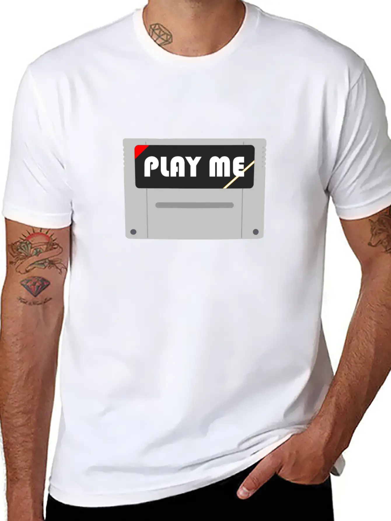PLAY ME! | Retro Game Module Lightweight Cotton T-Shirt – Daily Comfort Graphic Shirt
