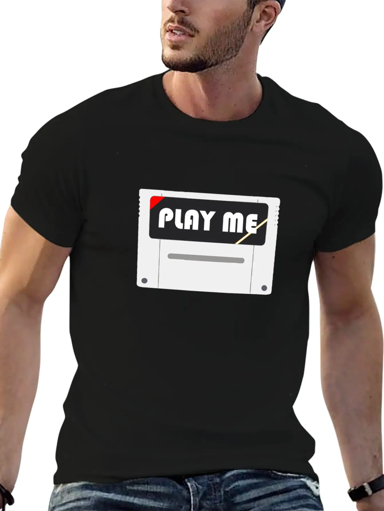 PLAY ME! | Retro Game Module Lightweight Cotton T-Shirt – Daily Comfort Graphic Shirt