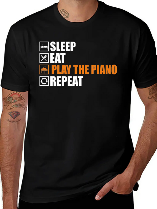 Play The Piano Lightweight Cotton T-Shirt – Daily Comfort Graphic Shirt