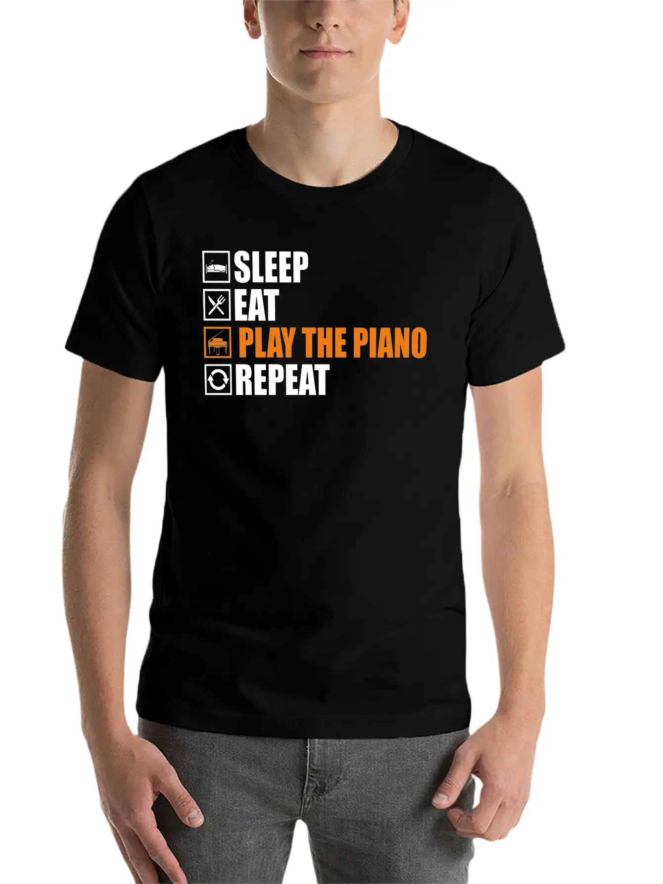 Play The Piano Lightweight Cotton T-Shirt – Daily Comfort Graphic Shirt