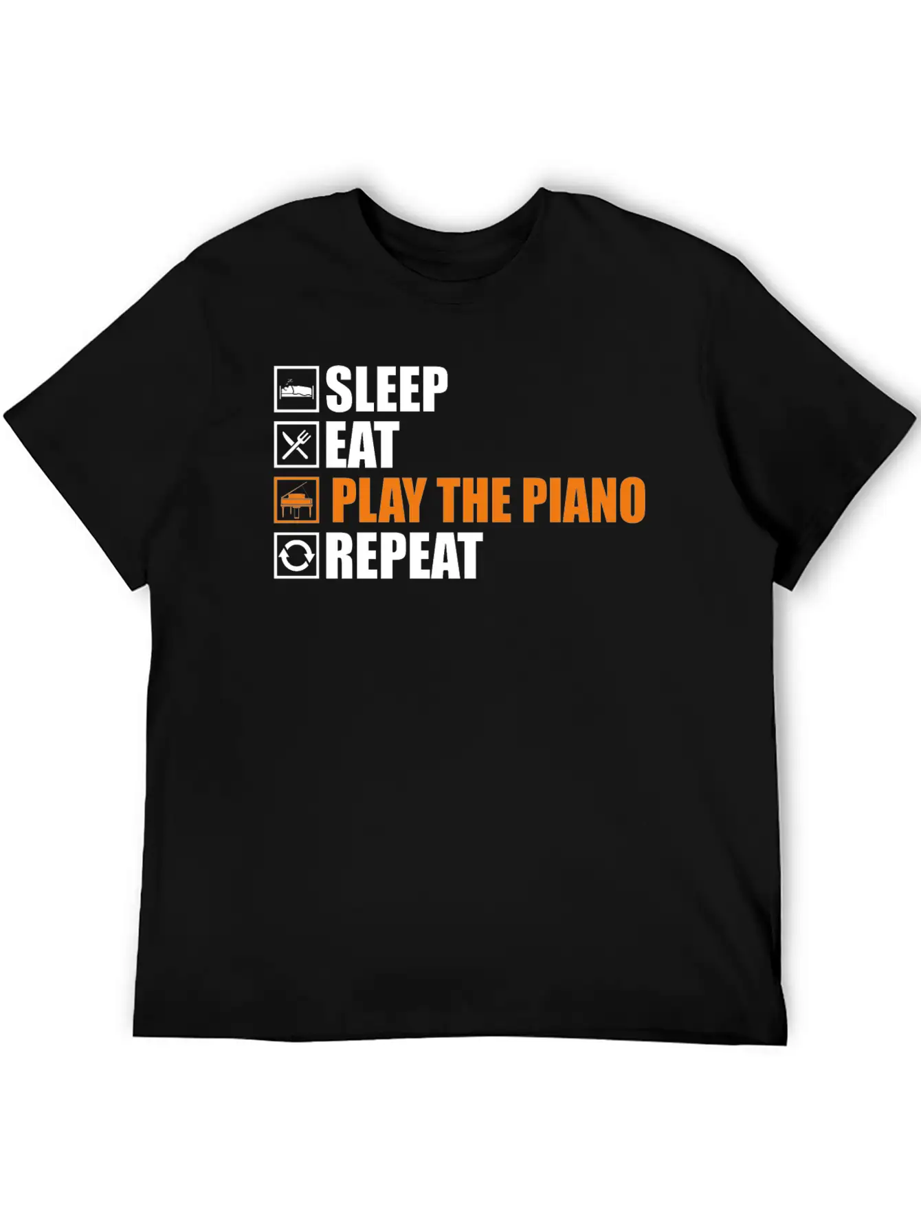 Play The Piano Lightweight Cotton T-Shirt – Daily Comfort Graphic Shirt