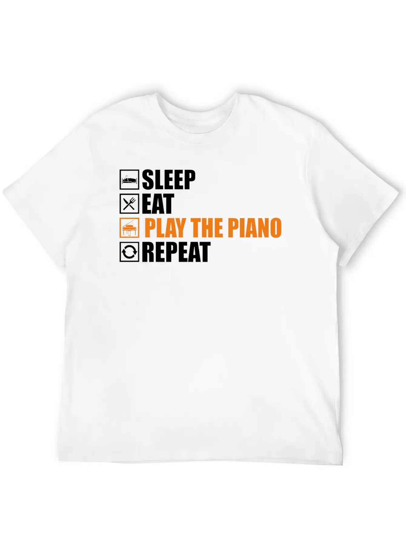 Play The Piano Lightweight Cotton T-Shirt – Daily Comfort Graphic Shirt