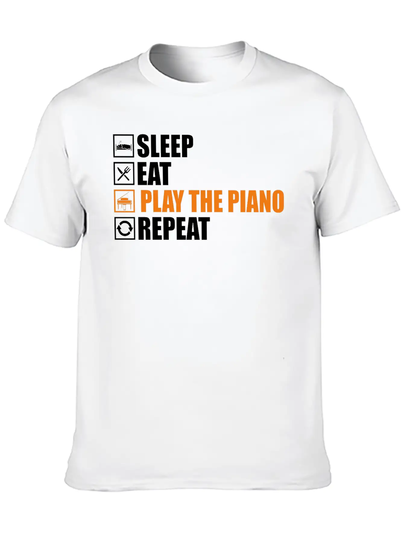 Play The Piano Lightweight Cotton T-Shirt – Daily Comfort Graphic Shirt