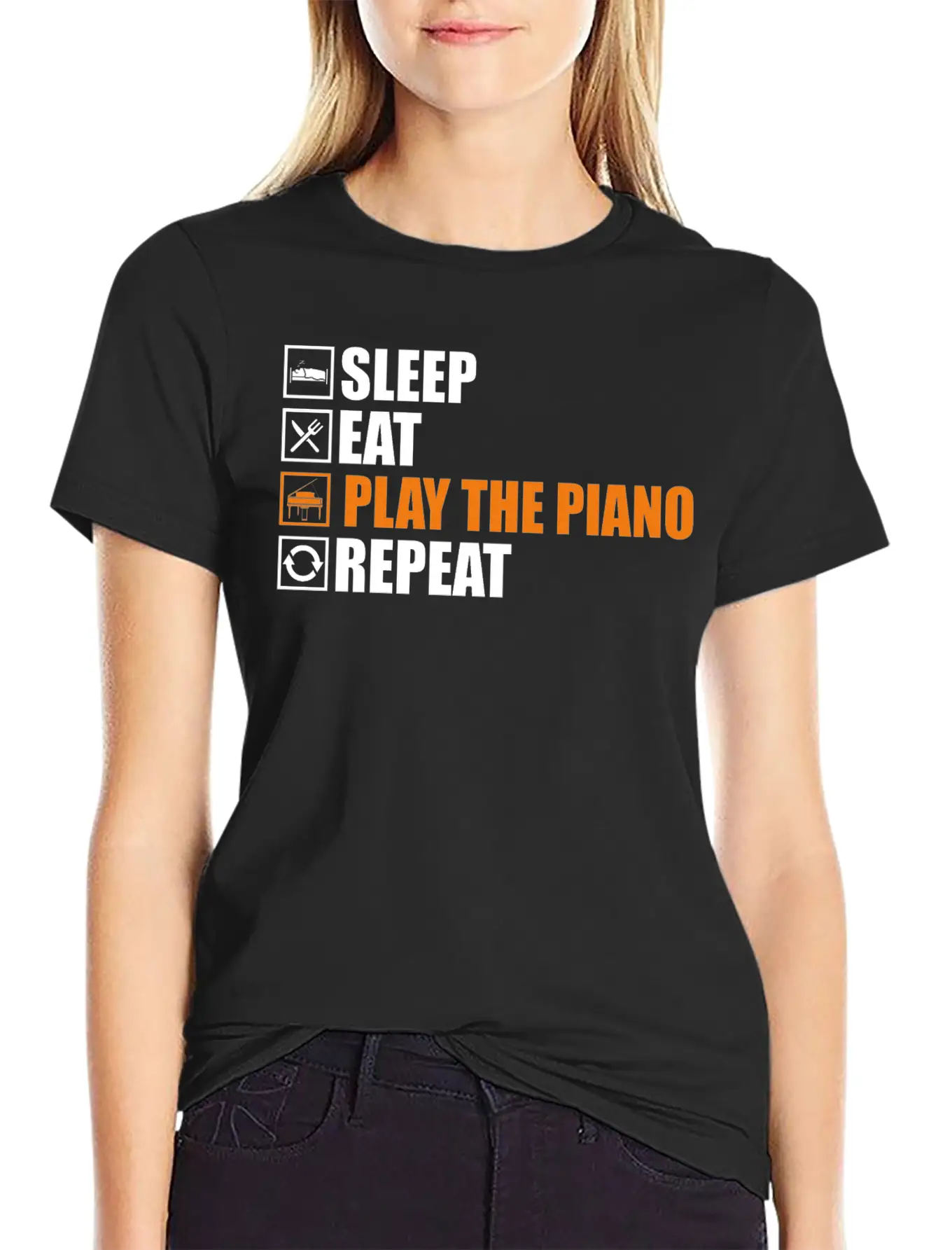 Play The Piano Lightweight Cotton T-Shirt – Daily Comfort Graphic Shirt