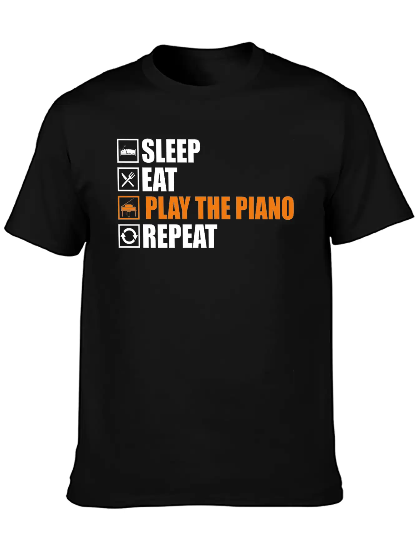 Play The Piano Lightweight Cotton T-Shirt – Daily Comfort Graphic Shirt