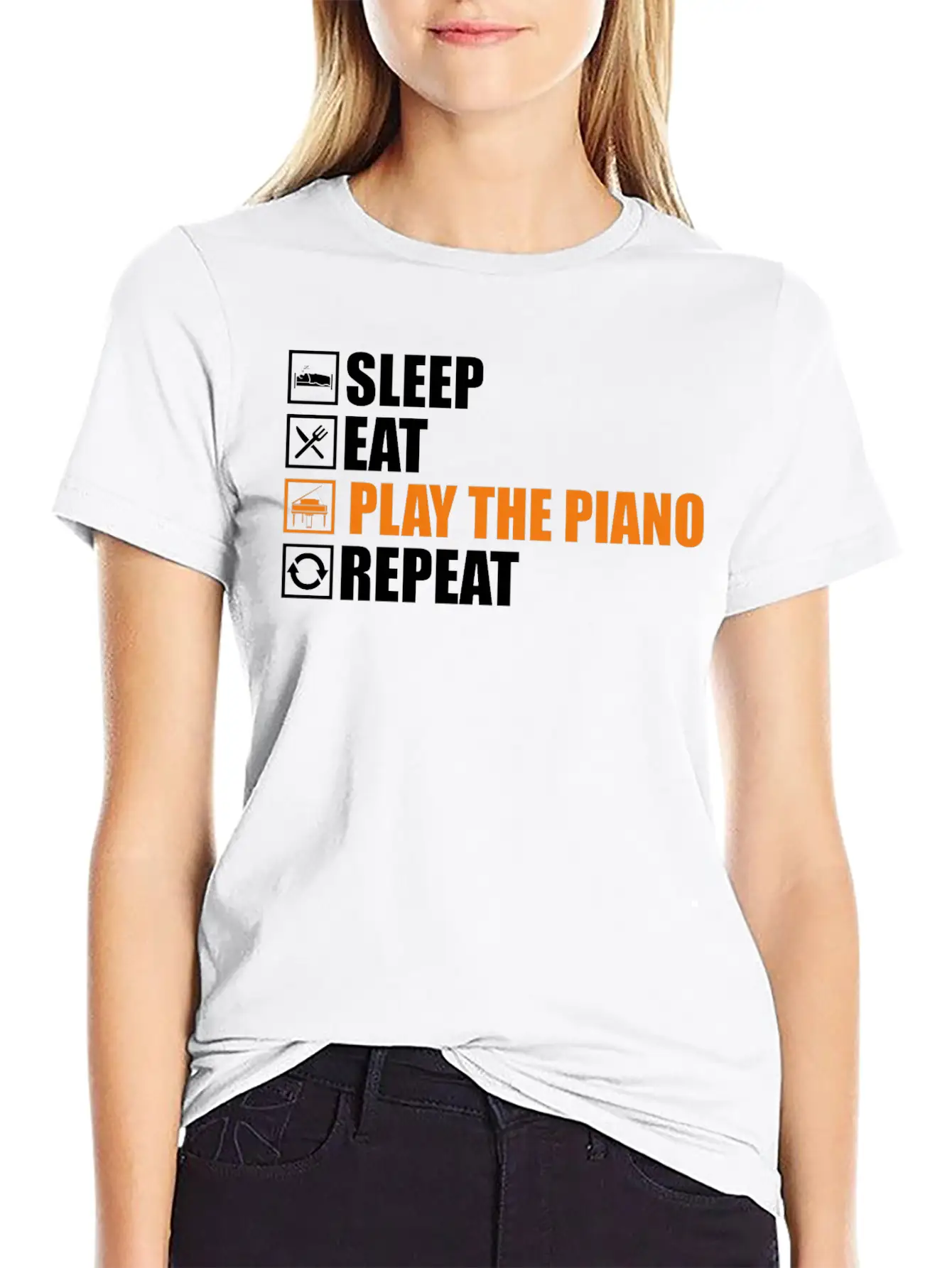 Play The Piano Lightweight Cotton T-Shirt – Daily Comfort Graphic Shirt