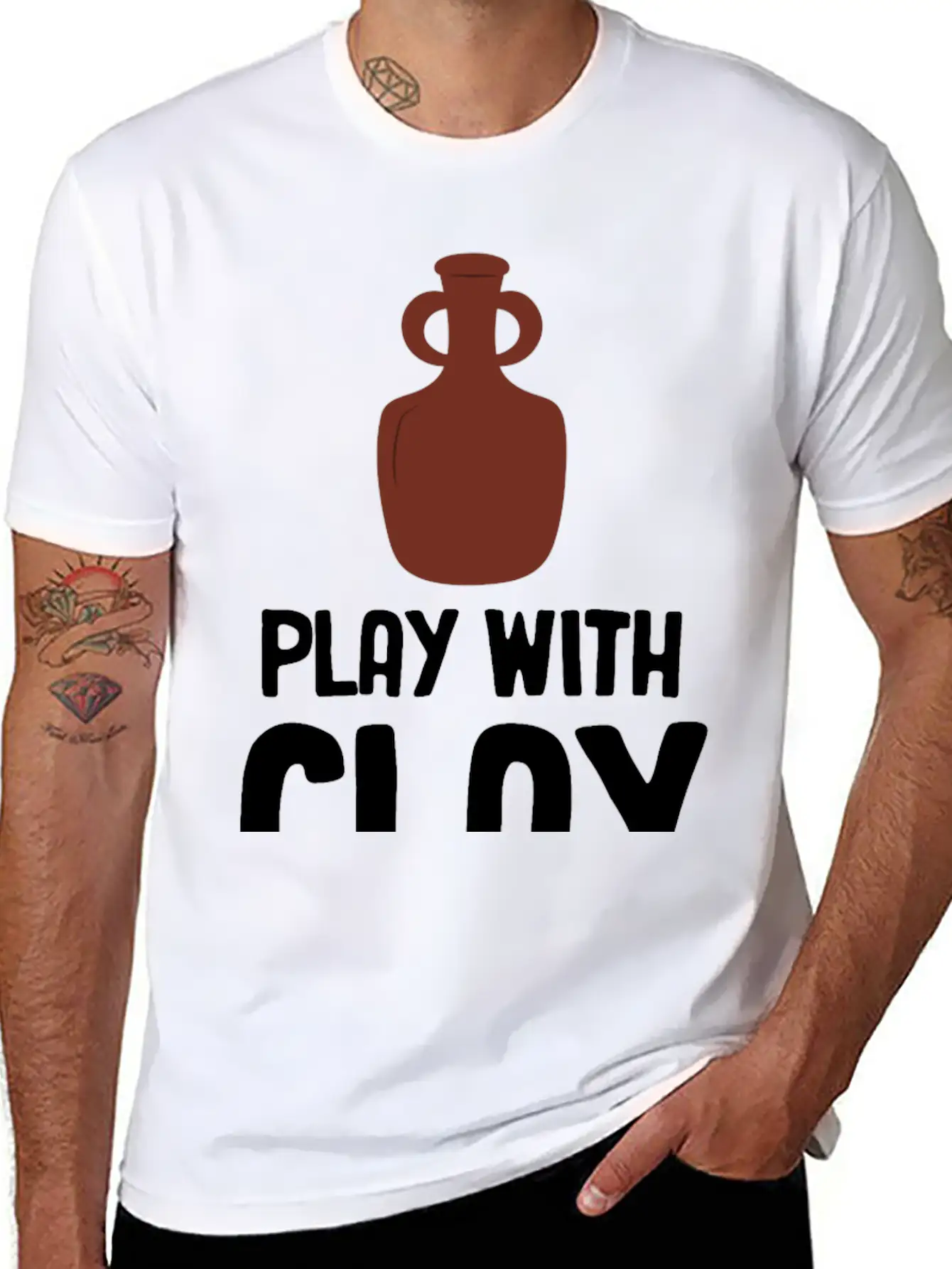 Play WIth Clay Funny Pottery Crafty Wheel Molding Lightweight Cotton T-Shirt – Daily Comfort Graphic Shirt