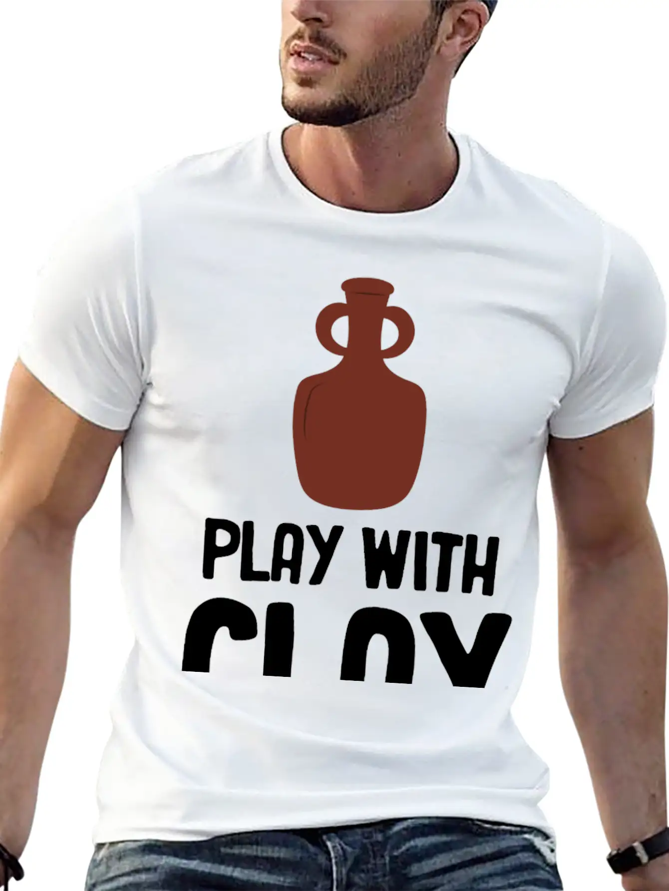 Play WIth Clay Funny Pottery Crafty Wheel Molding Lightweight Cotton T-Shirt – Daily Comfort Graphic Shirt