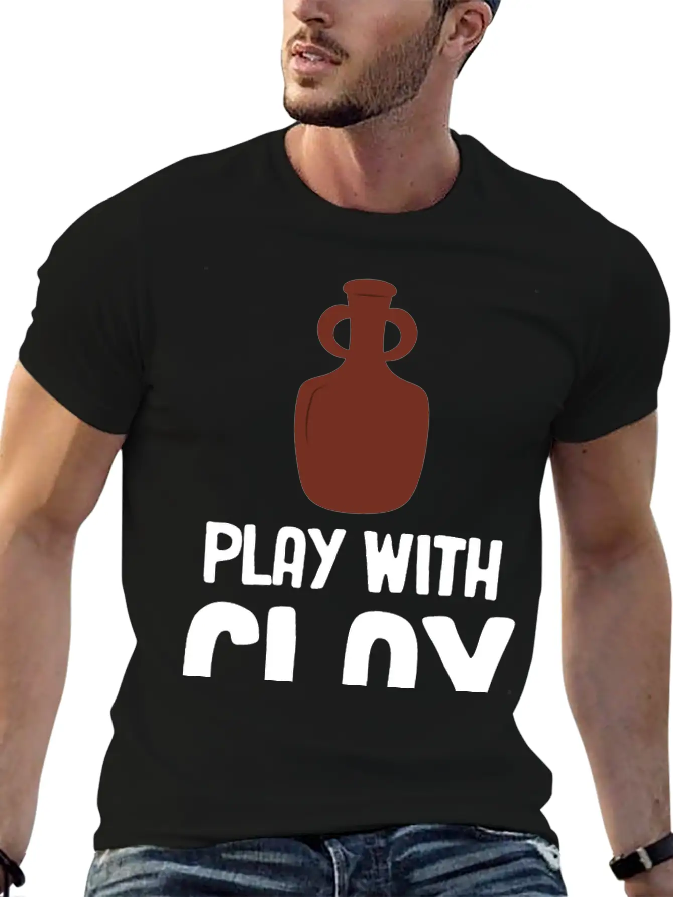 Play WIth Clay Funny Pottery Crafty Wheel Molding Lightweight Cotton T-Shirt – Daily Comfort Graphic Shirt