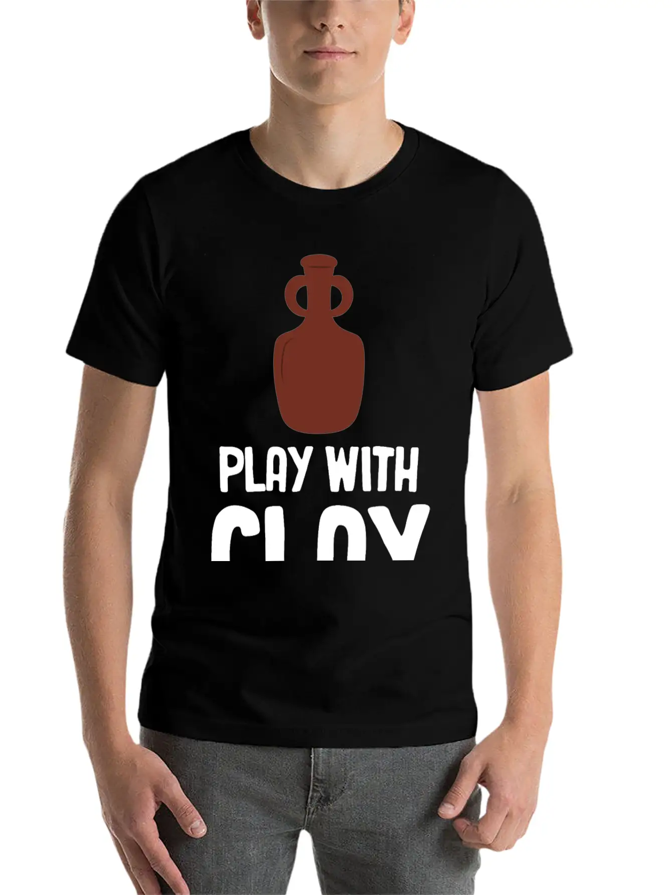 Play WIth Clay Funny Pottery Crafty Wheel Molding Lightweight Cotton T-Shirt – Daily Comfort Graphic Shirt