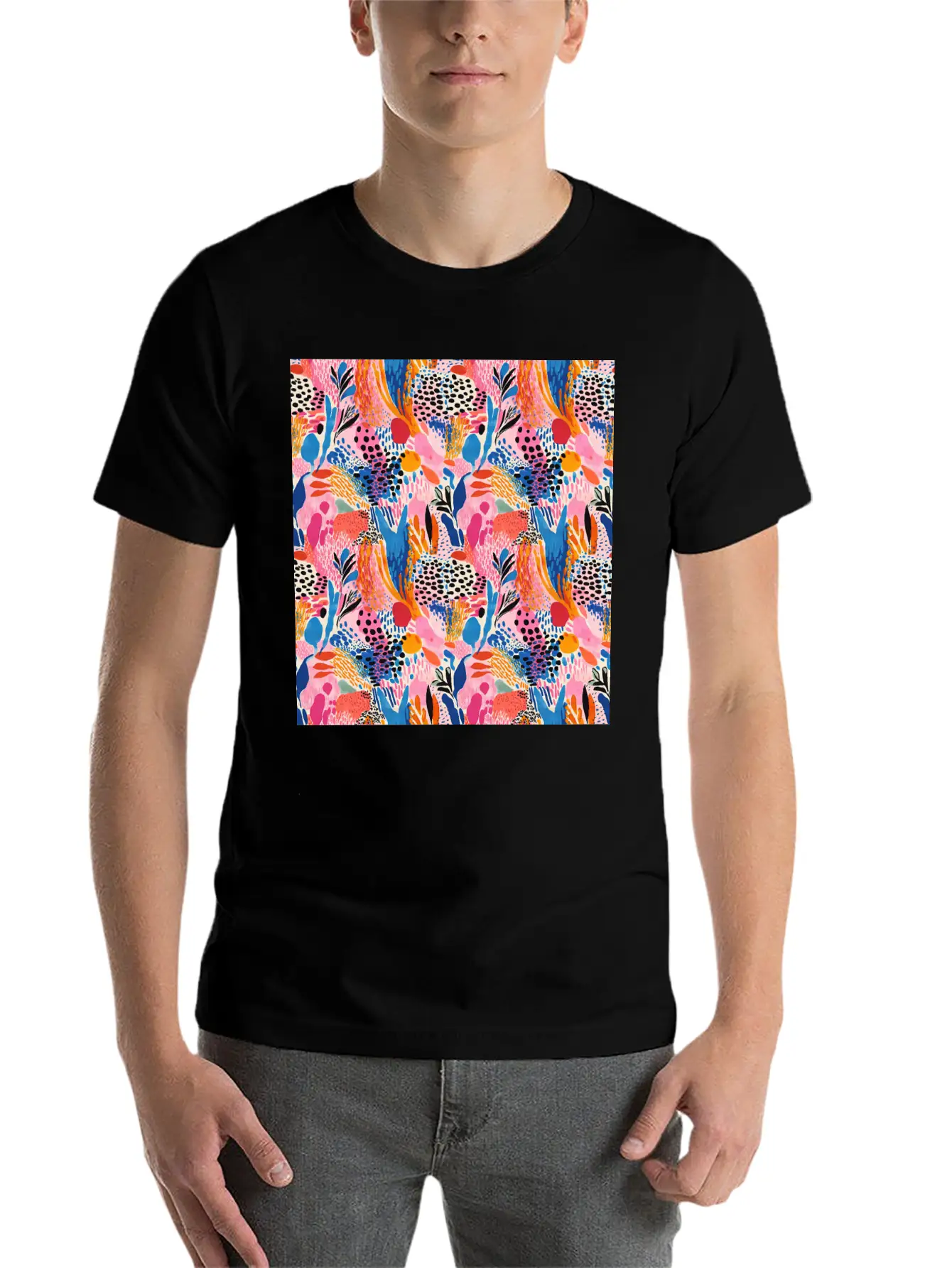 Playful Colors Abstract Pattern Unisex Casual T-Shirt – Clean Design For Daily Comfort