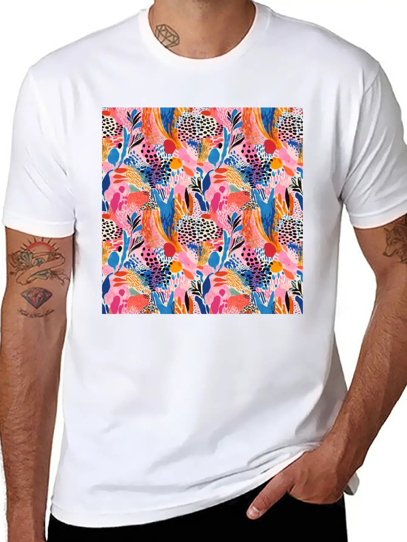 Playful Colors Abstract Pattern Unisex Casual T-Shirt – Clean Design For Daily Comfort