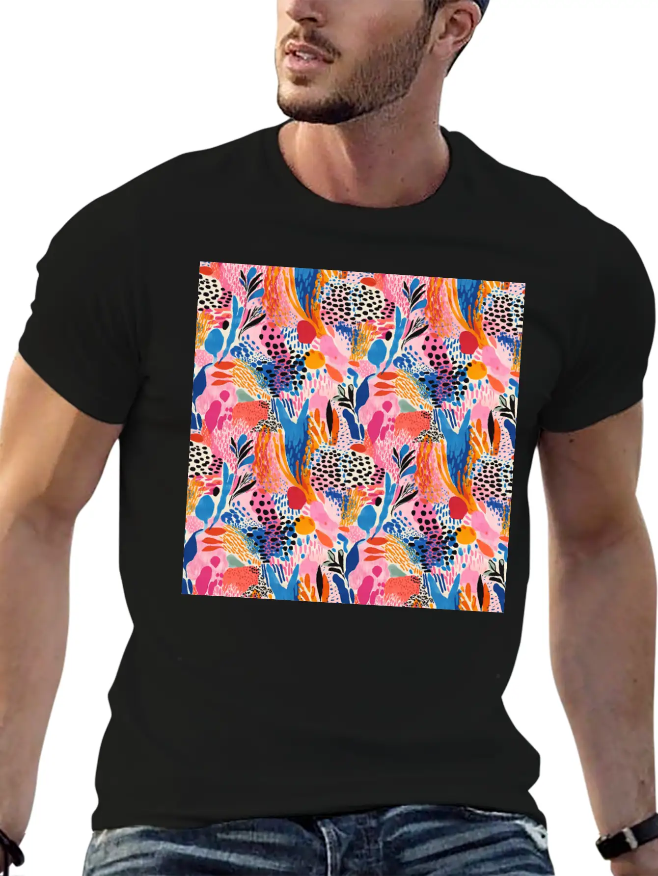 Playful Colors Abstract Pattern Unisex Casual T-Shirt – Clean Design For Daily Comfort