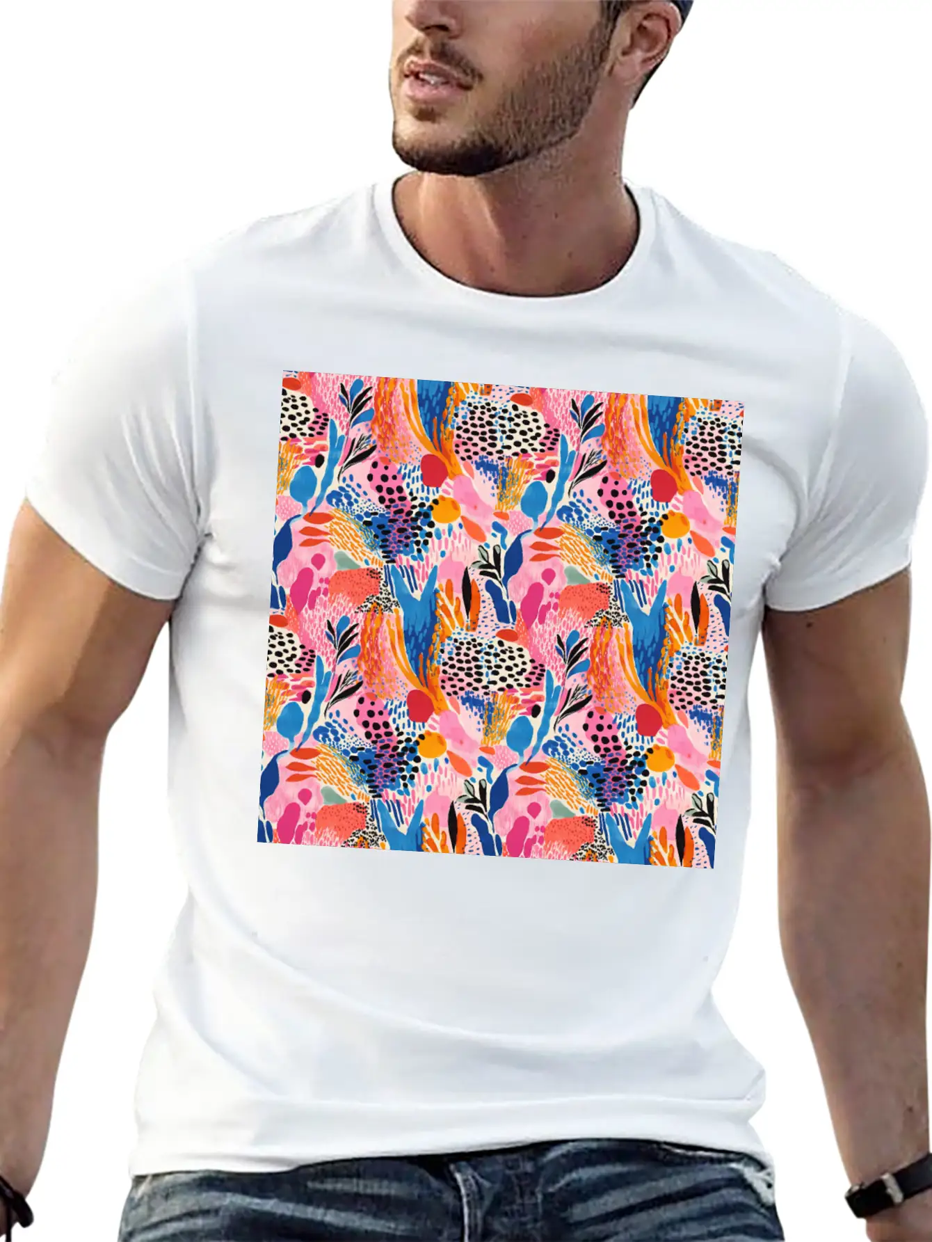 Playful Colors Abstract Pattern Unisex Casual T-Shirt – Clean Design For Daily Comfort