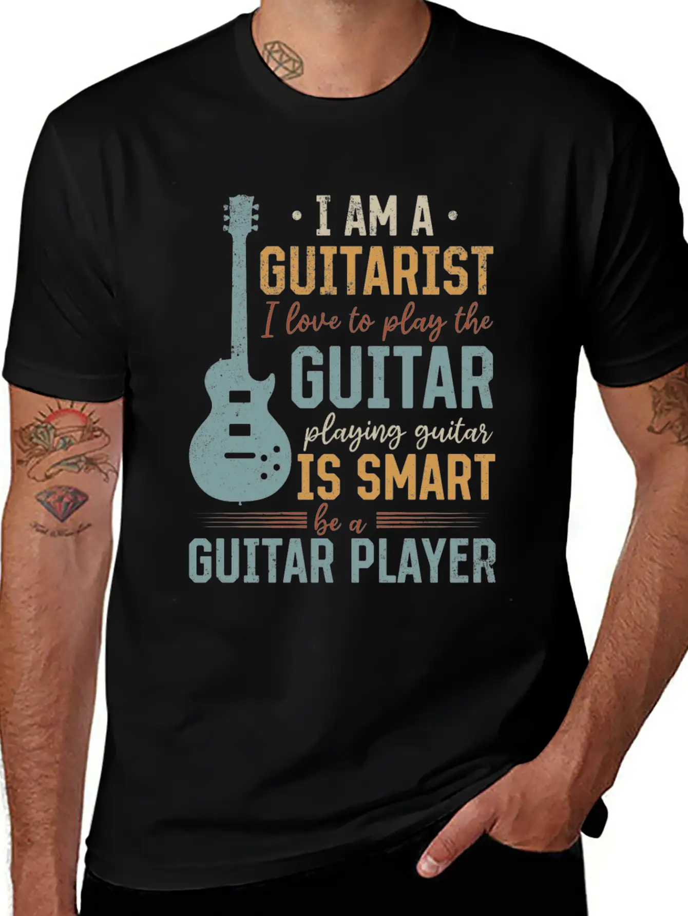 Playing Guitar Is Smart Be A Guitar Player - Elect Relaxed Everyday Tee – Lightweight And Durable Cotton