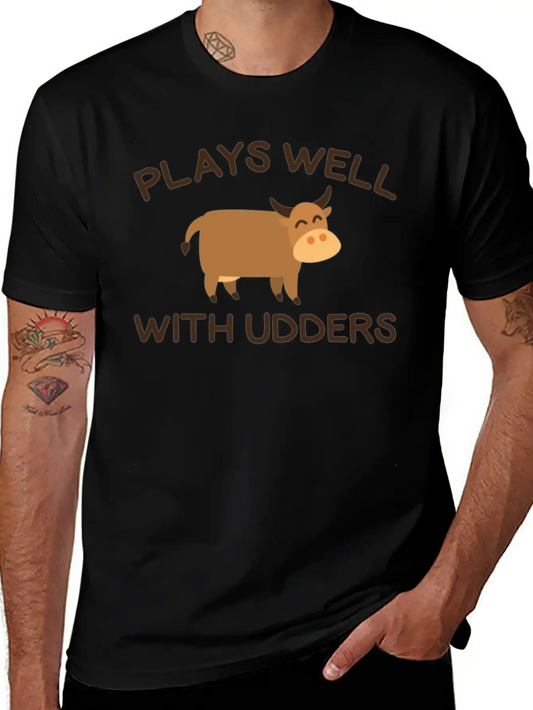 Plays Well With Udders Soft Cotton Short Sleeve Tee – Unisex Wardrobe Staple