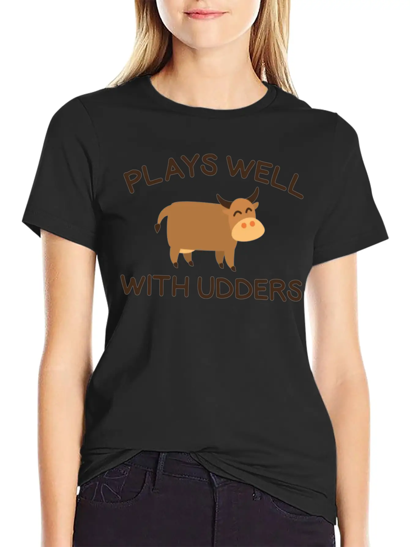 Plays Well With Udders Soft Cotton Short Sleeve Tee – Unisex Wardrobe Staple