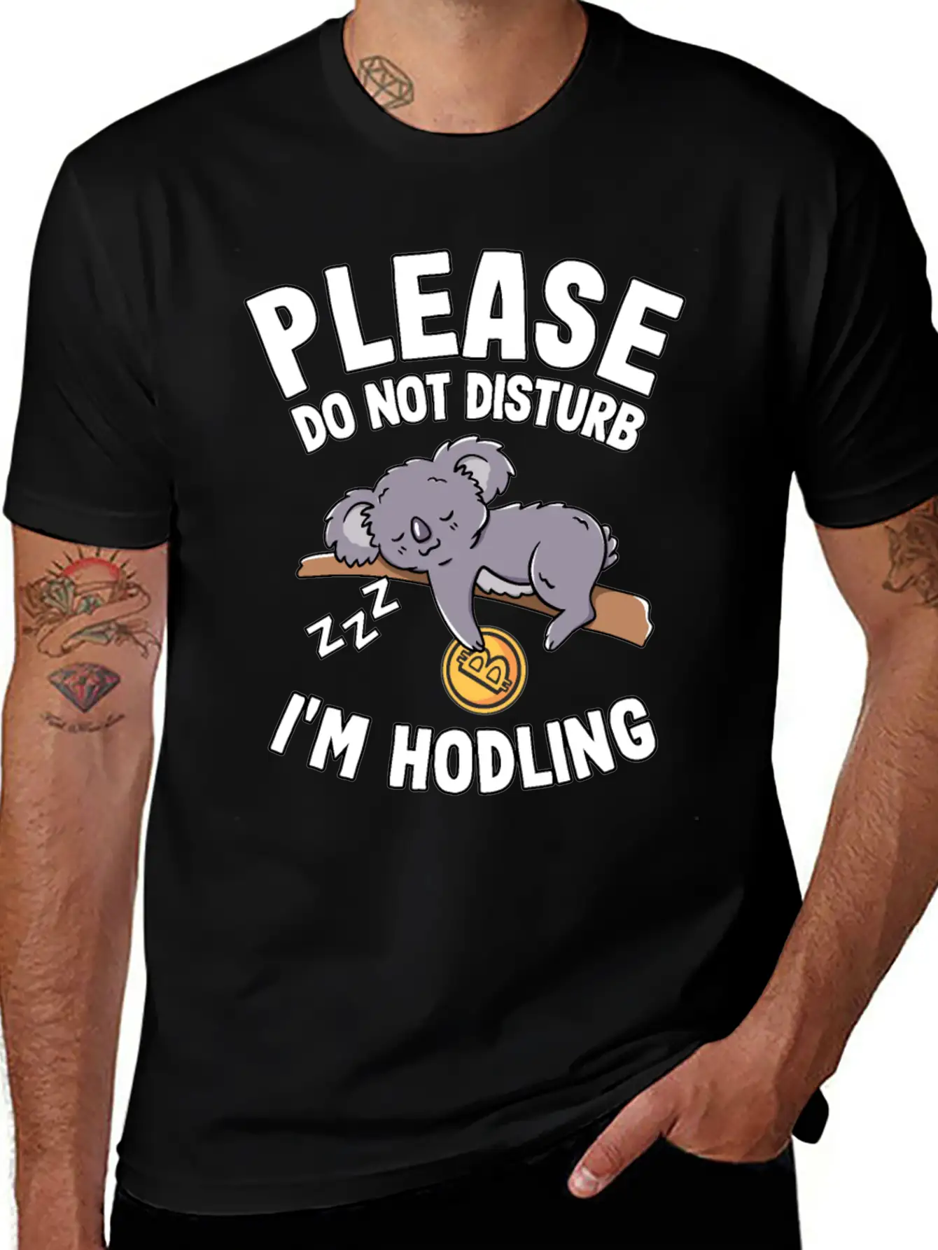 Please Do Not Disturb Funny Bitcoin Koala Hodl BTC Soft Cotton Short Sleeve Tee – Unisex Wardrobe Staple