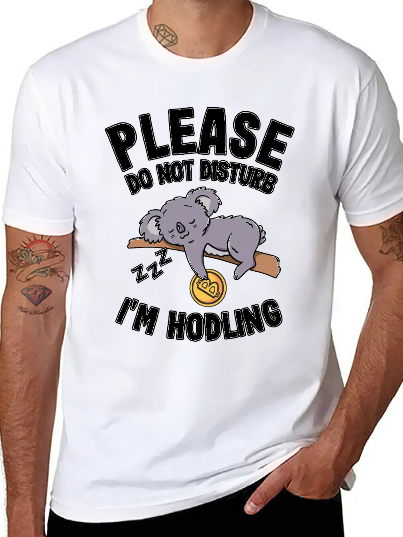 Please Do Not Disturb Funny Bitcoin Koala Hodl BTC Soft Cotton Short Sleeve Tee – Unisex Wardrobe Staple