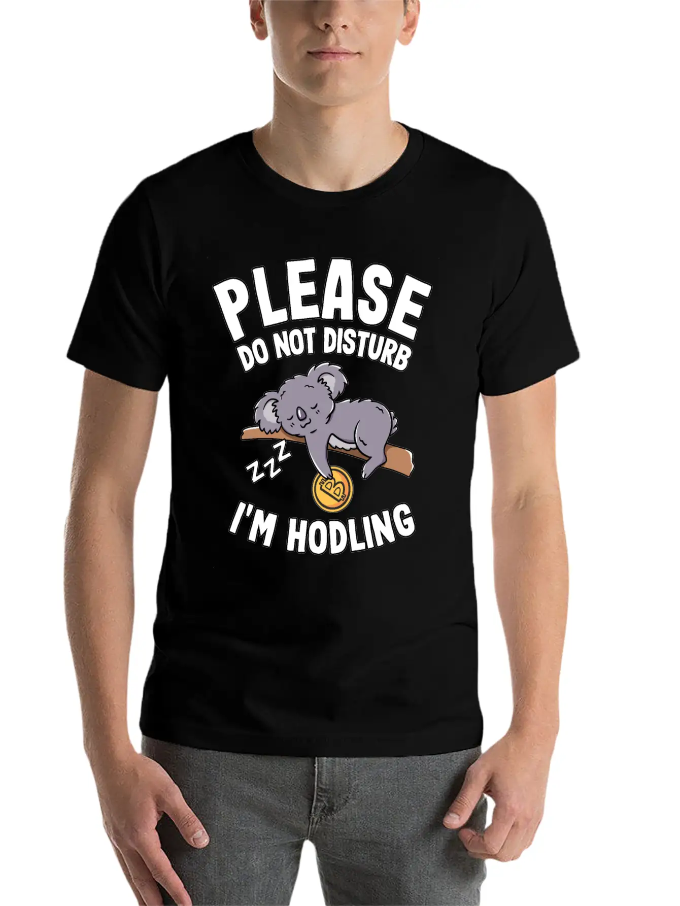 Please Do Not Disturb Funny Bitcoin Koala Hodl BTC Soft Cotton Short Sleeve Tee – Unisex Wardrobe Staple