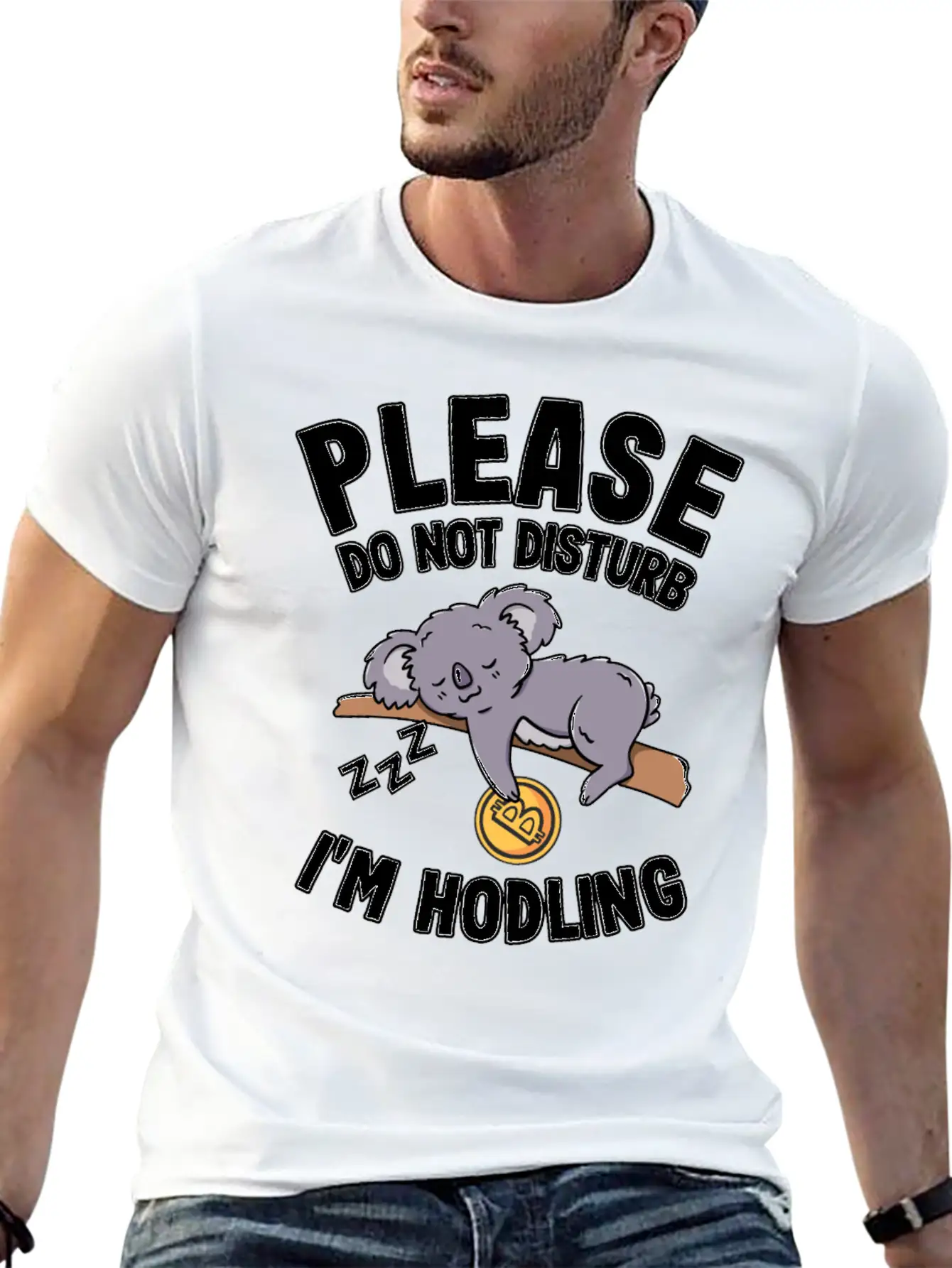 Please Do Not Disturb Funny Bitcoin Koala Hodl BTC Soft Cotton Short Sleeve Tee – Unisex Wardrobe Staple