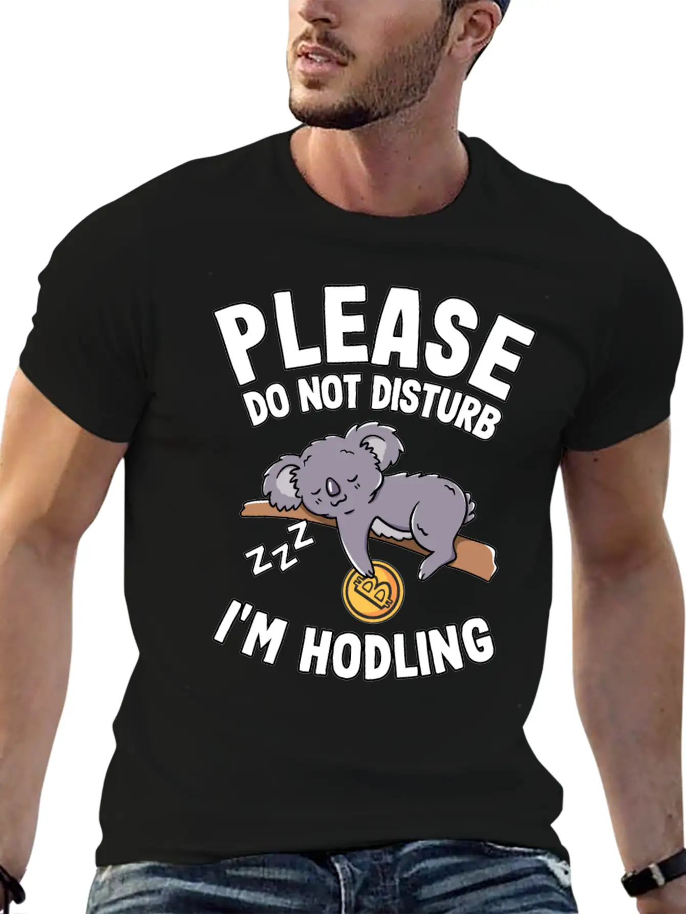 Please Do Not Disturb Funny Bitcoin Koala Hodl BTC Soft Cotton Short Sleeve Tee – Unisex Wardrobe Staple