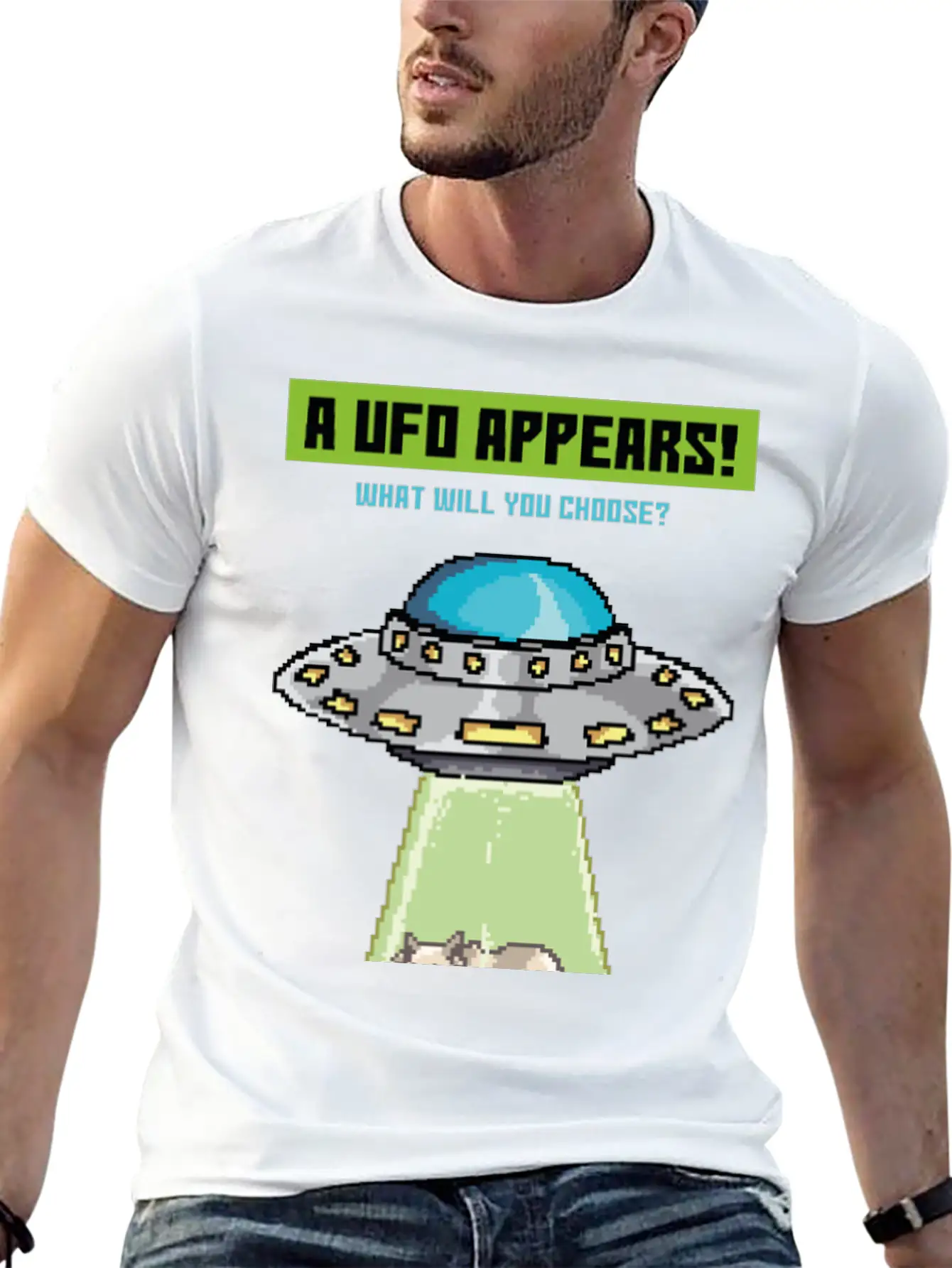 Please Take Me, Funny Alien Abduction Pixel 90's G Modern Fit Casual T-Shirt – Clean And Versatile Design
