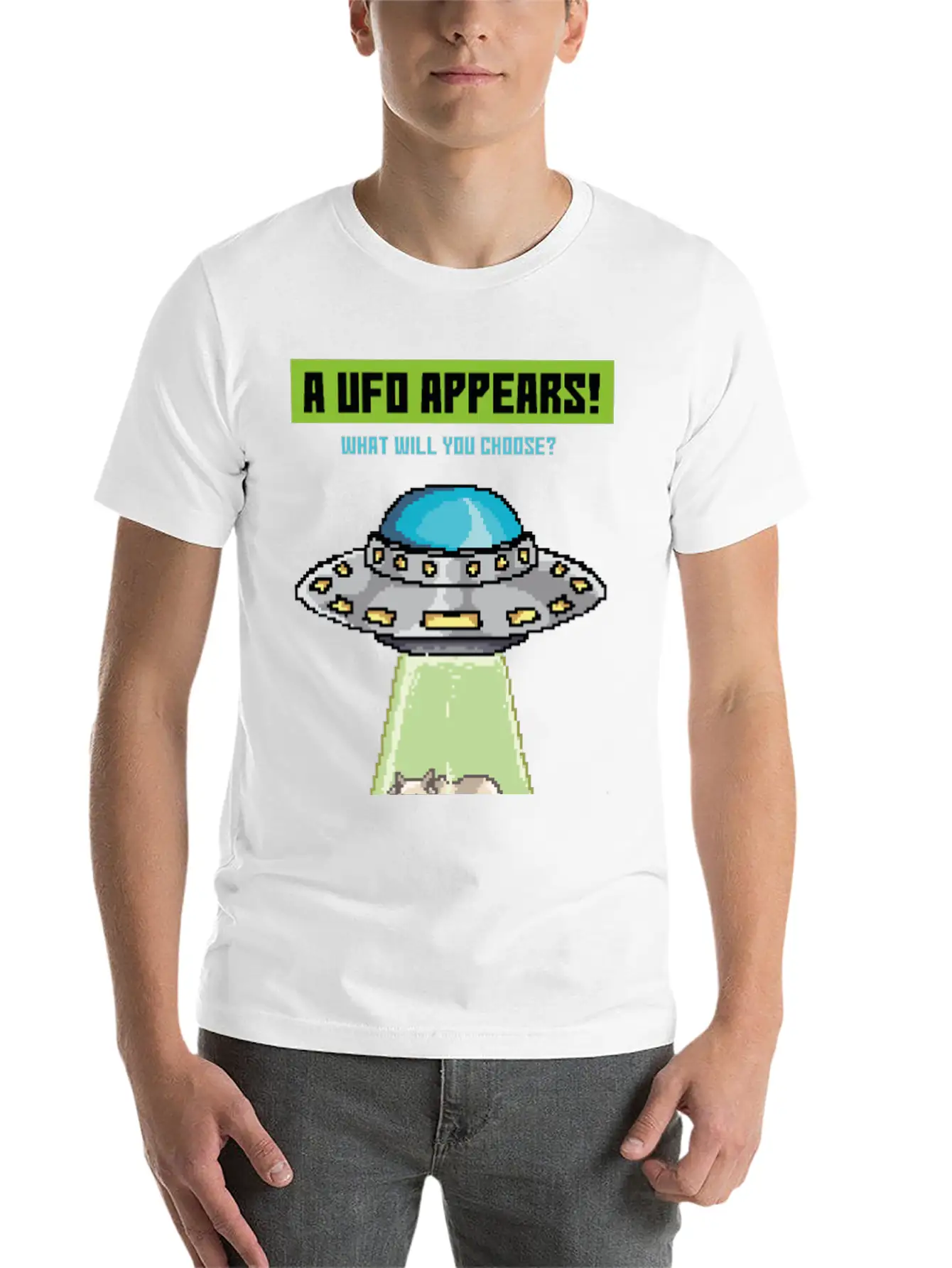 Please Take Me, Funny Alien Abduction Pixel 90's G Modern Fit Casual T-Shirt – Clean And Versatile Design