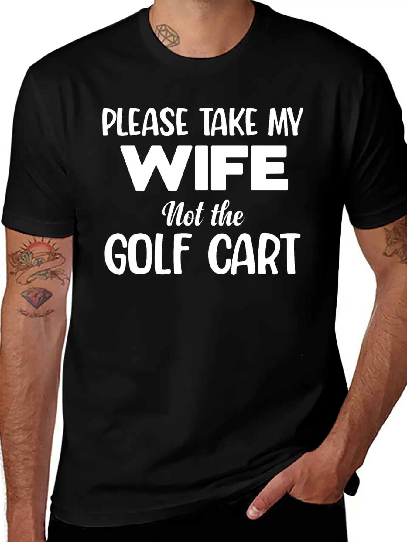 Please Take My Wife Not The Golf Cart Caddy Disc Classic Fit Graphic Tee For Daily Comfort – Unisex Cotton Shirt