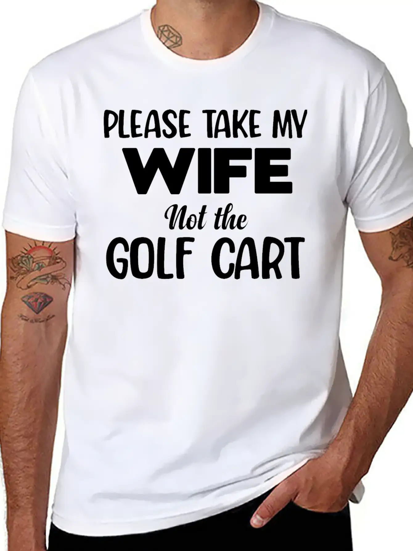 Please Take My Wife Not The Golf Cart Caddy Disc Classic Fit Graphic Tee For Daily Comfort – Unisex Cotton Shirt