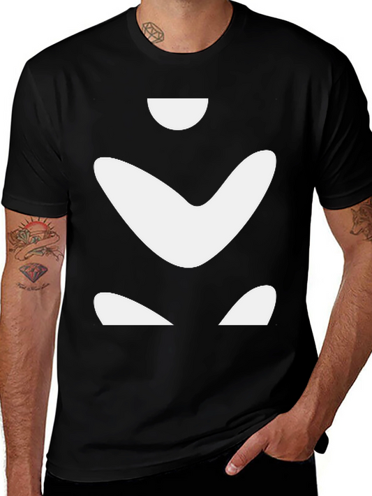 Abstract White Shapes on Black Tee