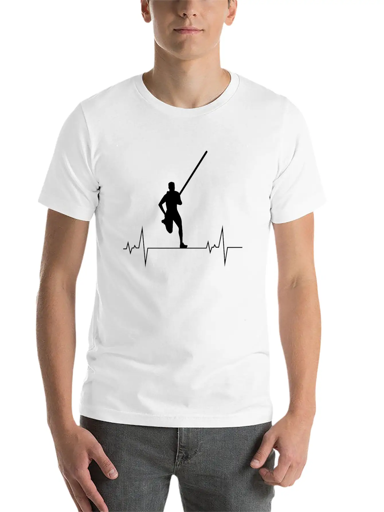 Pole Vault Vaulting Jumping High Jump Heartbeat Modern Fit Casual T-Shirt – Clean And Versatile Design